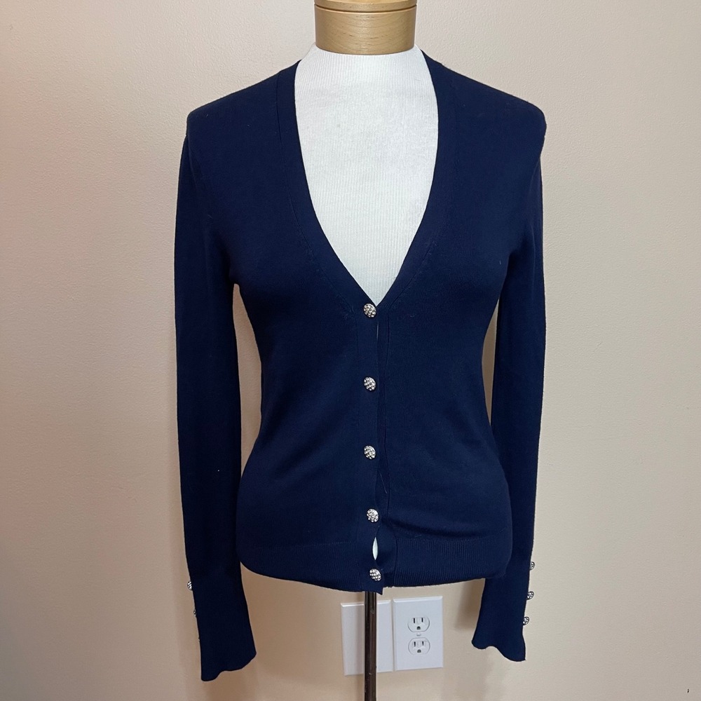 TRUTH by Republic Navy Blue Embellished Button‎ Cardigan Women's S P Classic
